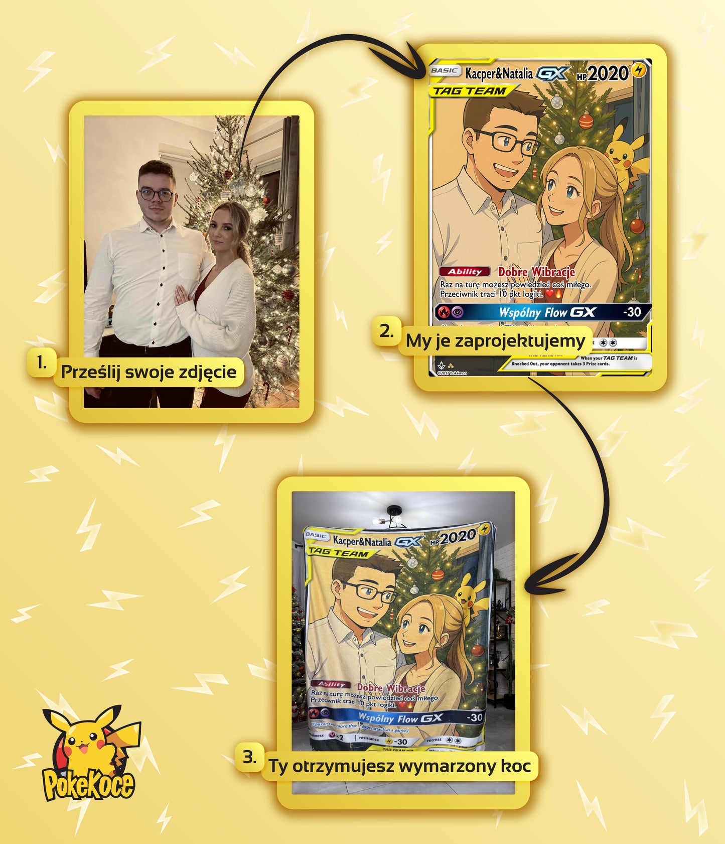 Personalizowane Koce w Motywie Kart Pokémon